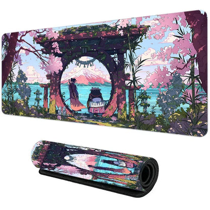 Sakura Japanese Street Anime Mouse Pad Gaming XL Home New HD Mousepad XXL Non-Slip Rubber Office Keyboard Carpet Laptop Mice Mat