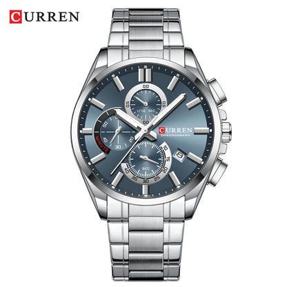 CURREN 8475 New Fashion Men's Quartz Watch Business Calendar Watch 6-Hand Stainless Steel Strap Quartz Watch