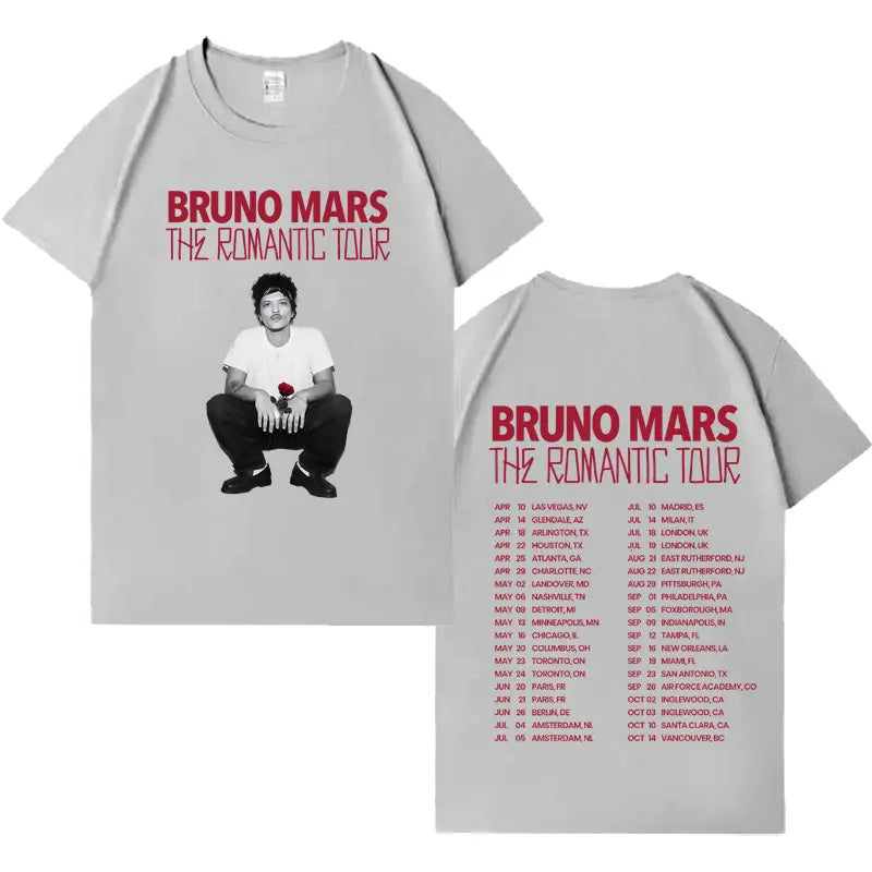 Rapper Bruno Mars Double Sided Print Tshirt Mens Women Casual Harajuku Short Sleeve T-shirt Crewneck Tide Cotton Tees Streetwear