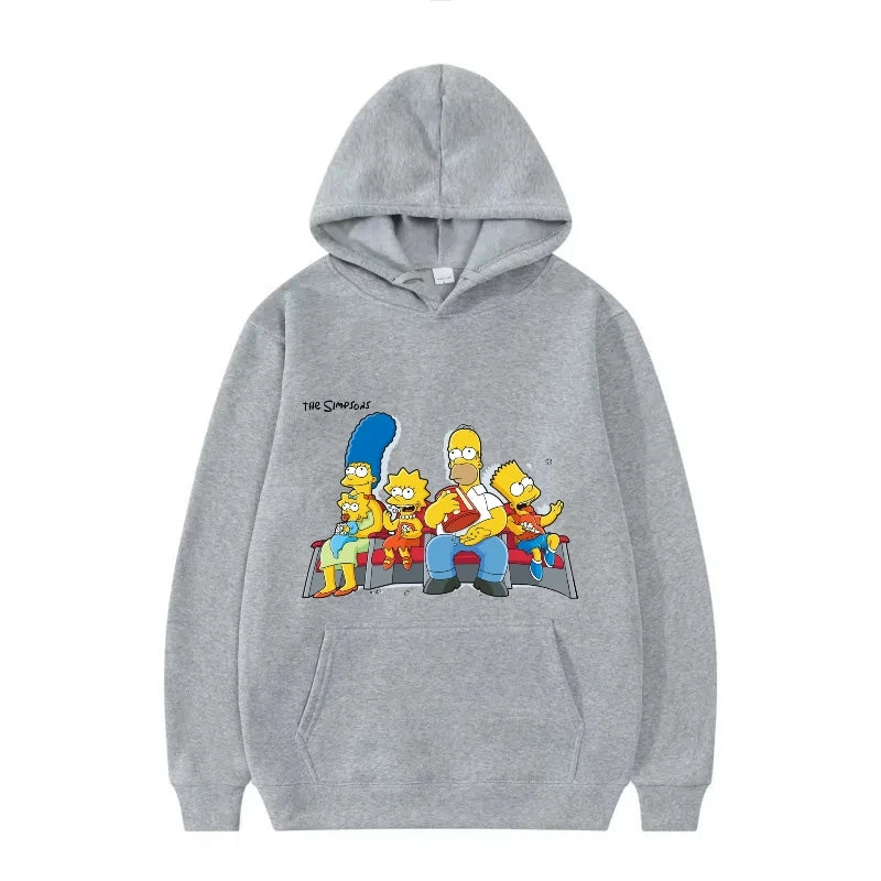 Disney The Simpsons Funny Pattern Casual Hooded Tops Men Woman Loose Comfortable Winter Black Sports Pullovers Fashion Clothing