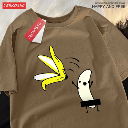 Remove Banana Peels Men Women T-Shirts Oversized Tshirt Cotton Summer Short Sleeve Street Loose Oversize Tee Clothes Couple