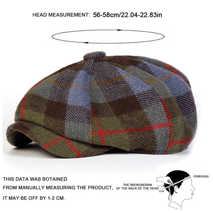 Unisex Retro Plaid Newsboy Caps Men British Painters Hats Spring and Autumn Berets Hip Hop Berets