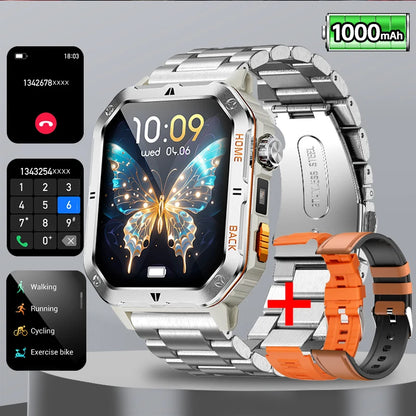 Smart Watch 2.01 Inch Screen Bluetooth Call 1000mAh Voice Assistant Watch Sport Fitness 3ATM Waterproof Smartwatch For Men 2025