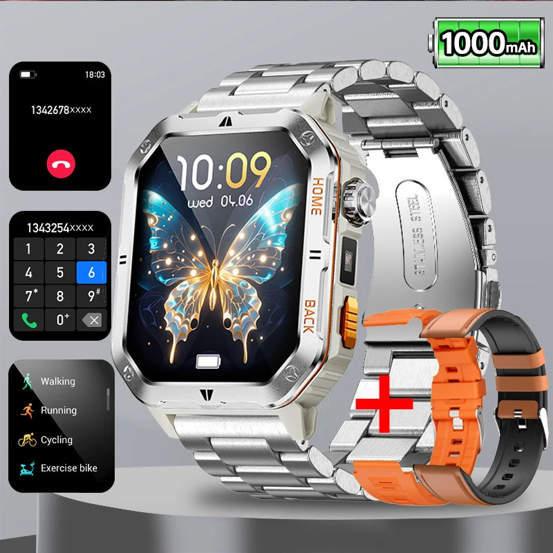 Smart Watch 2.01 Inch Screen Bluetooth Call 1000mAh Voice Assistant Watch Sport Fitness 3ATM Waterproof Smartwatch For Men 2025
