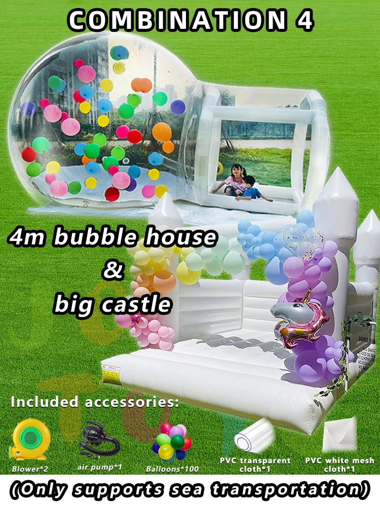 JOLLY TOYS Balloon Inflatable Bubble House with Trampoline and Transparent Dome PVC Material with Blower for Children Birthday