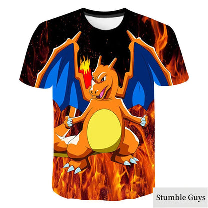 Pokemon 3D T-shirt for Boys and Children T-shirt Pikachu Cartoon Cool T-shirt for Boys and Girls Fashion Men Women Street Tee