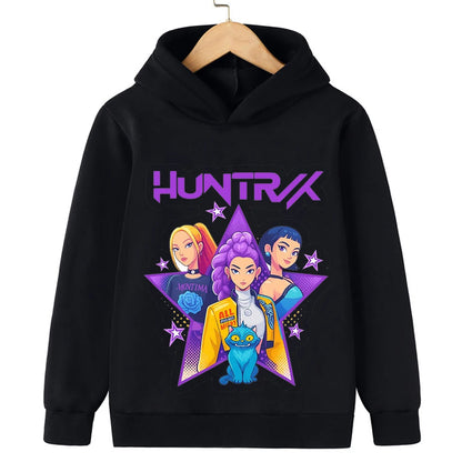 2025 Movie KPop Demon Hunters Cartoon Girls Boys Hoodies Children's Korean Wave Print Fashion Casual Tops Casual Girls Clothing