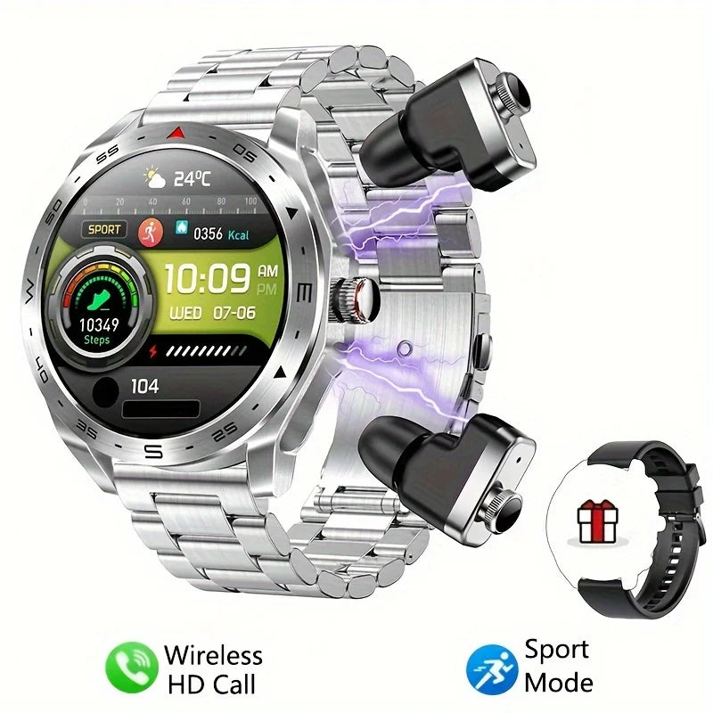 2024 New Smart Watch TWS 2-in-1 Bluetooth Earphones AI Voice SIRI Wake Up Motion Trajectory Tracker Men's and Women's Smartwatch