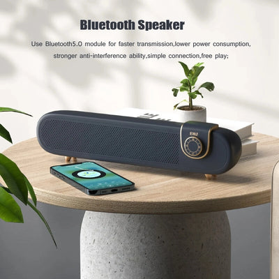 EWA Wireless Speaker Classic Style Retro Desktop Audio Rotary Button Hifi Stereo Multimedia Subwoofer Player Speaker AUX