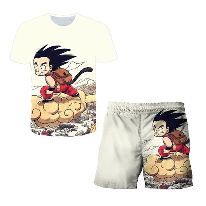 Fashion Dragon Ball Z Tshirt Set Kids Vegeta Boys Clothes Girls Mens Women T-shirt Suit Trucksuit Clothes 3d Goku Short Sleeve