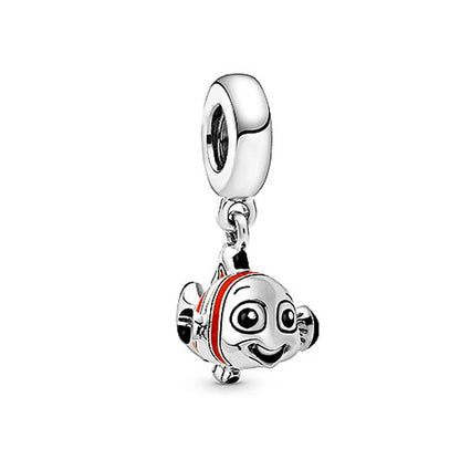Disney Plata De Ley 925 Silver Charm Monster Activity Flowers Pendant Beads Original Women Bracelets Bangles DIY Jewelry Gift