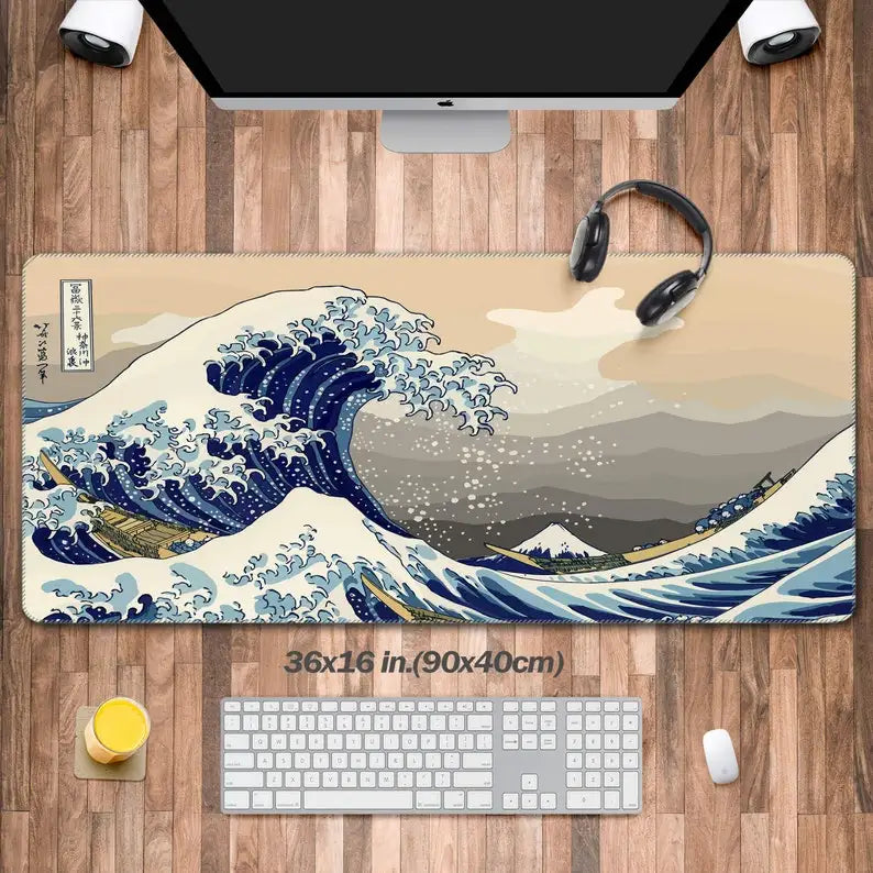 Japan Great Wave Mousepad Large Computer Office Game Desk Mat  XXL Rubber Anti-slip HD Gaming Keyboard Mousepads Long Table Mats
