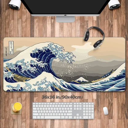 Japan Great Wave Mousepad Large Computer Office Game Desk Mat  XXL Rubber Anti-slip HD Gaming Keyboard Mousepads Long Table Mats
