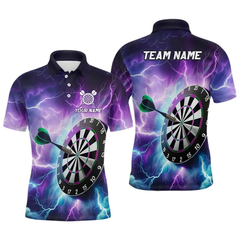 Cool 3D Personalized Orange Darts Board Flame Men Dart Polo Shirt Custom Team League Dart Jerseys Uniform Gift For Darts Lovers
