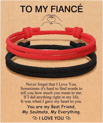 Couples Bracelets To My Men, Boyfriend, Girlfriend, My Love - Anniversary Valentines Day Birthday Christmas Gift for Him and Her