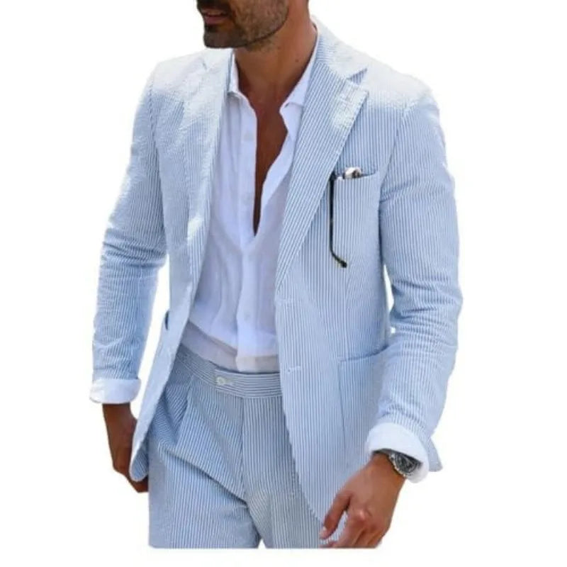 2025 Spring New Men Digital Print Casual Suit Set Jacket Pants Two Piece Cross Border Trade