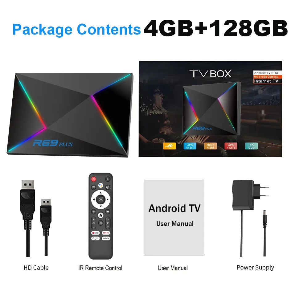 R69 plus Voice Control 8K Ultra HD TV Box Octa Core Allwinner H728 Supports Netflix WIFI 6 Set Top Box