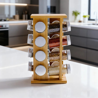 wooden kitchen condiment rack rotatable fragrance finishing rack multi-layer seasoning bottle storage rack