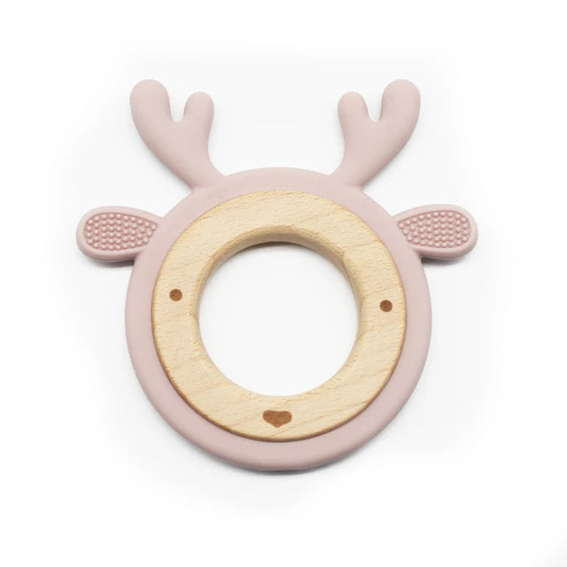 New Design Customized Cartoon Animals Baby Teether Toy 1PC Food Grade Wooden Ring Chewing Products Kids Molar Essentials