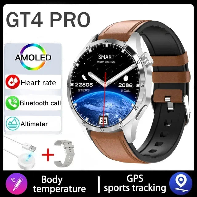 2025 New Smart Watch Men Watch 4 Pro1.53 inch AMOLED HD Screen BT Call GPS sports NFC Health Monitoring Smartwatch Mens Watch