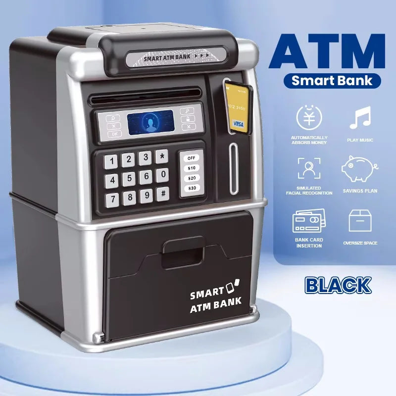 Children ATM Automatic Deposit Teller Machine Toy Smart Password Swipe Card Saving Box Kids Electronic Piggy Bank Christmas Gift
