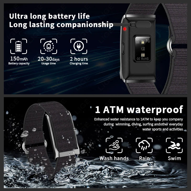 New Smart Watch Men Smart Health Wristband Women GPS Sport Trajectory 1ATM Waterproof All Day Healthy Monitor Fitness Bracelet