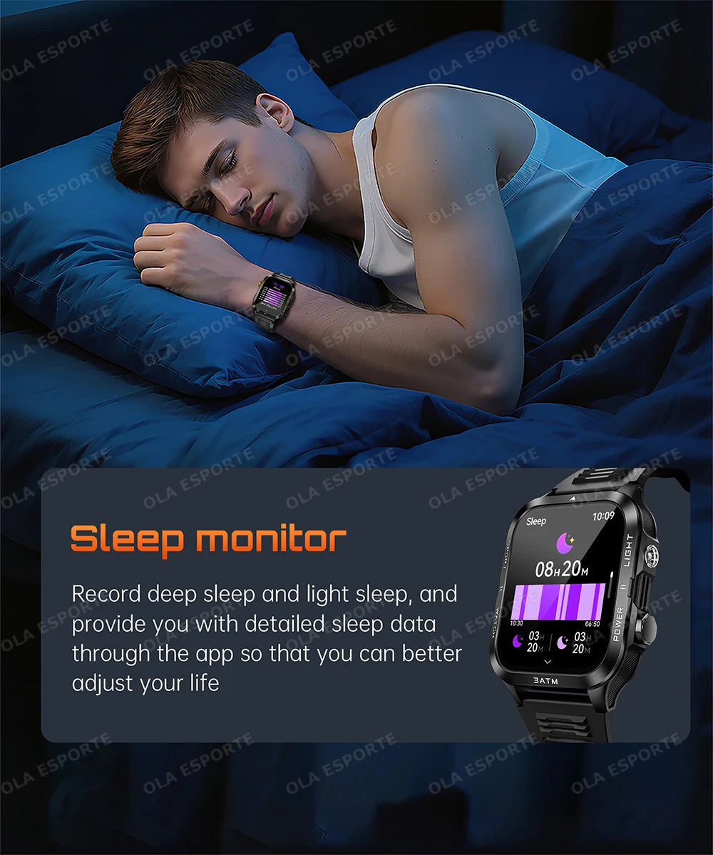 Smart Watch For Android IOS AMOLED Screen Bluetooth Call Fitness Clock 100+ Sports Modes Pedometer 880mAh Battery Men Smartwatch