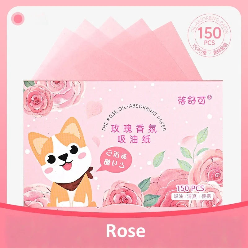 150pcs Oil Blotting Paper Facial Cleansing Oil Control Absorbing Tissues Straight For Handy Face Blotting Sheets Men Women Set