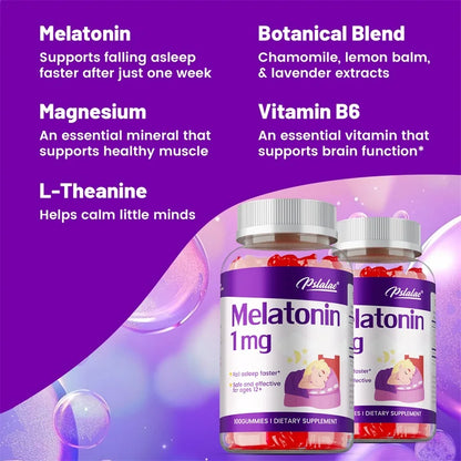 Melatonin Gummies 1mg - Children's Sleep Aids Support Healthy Sleep, Relieve Insomnia, and Help Children Fall Asleep Faster
