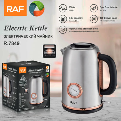 Stainless Steel Electric Kettle with Temperature Display, Kitchen Appliances, Smart Kettle, Tea and Coffee Thermo Pot, 2L