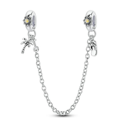 Leisurely 925 Sterling Silver Beach Trip Hawaiian Bikini Surf Coconut Tree Charm Fit DIY Bracelet Necklace Travel Souvenirs
