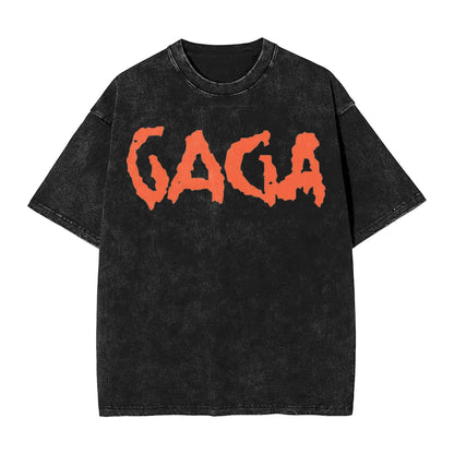 Washed T Shirts Lady Gaga Mayhem Hip Hop Retro Vintage High Street Streetwear Short Sleeve Print Tees Men's Women Tops Harajuku