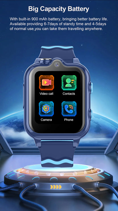 2025 New Smart Watches 4G Kids GPS AGPS LBS SOS Music Playback Dual Camera Smartwatch Waterproof 900mAh Boy Girl Children Gift