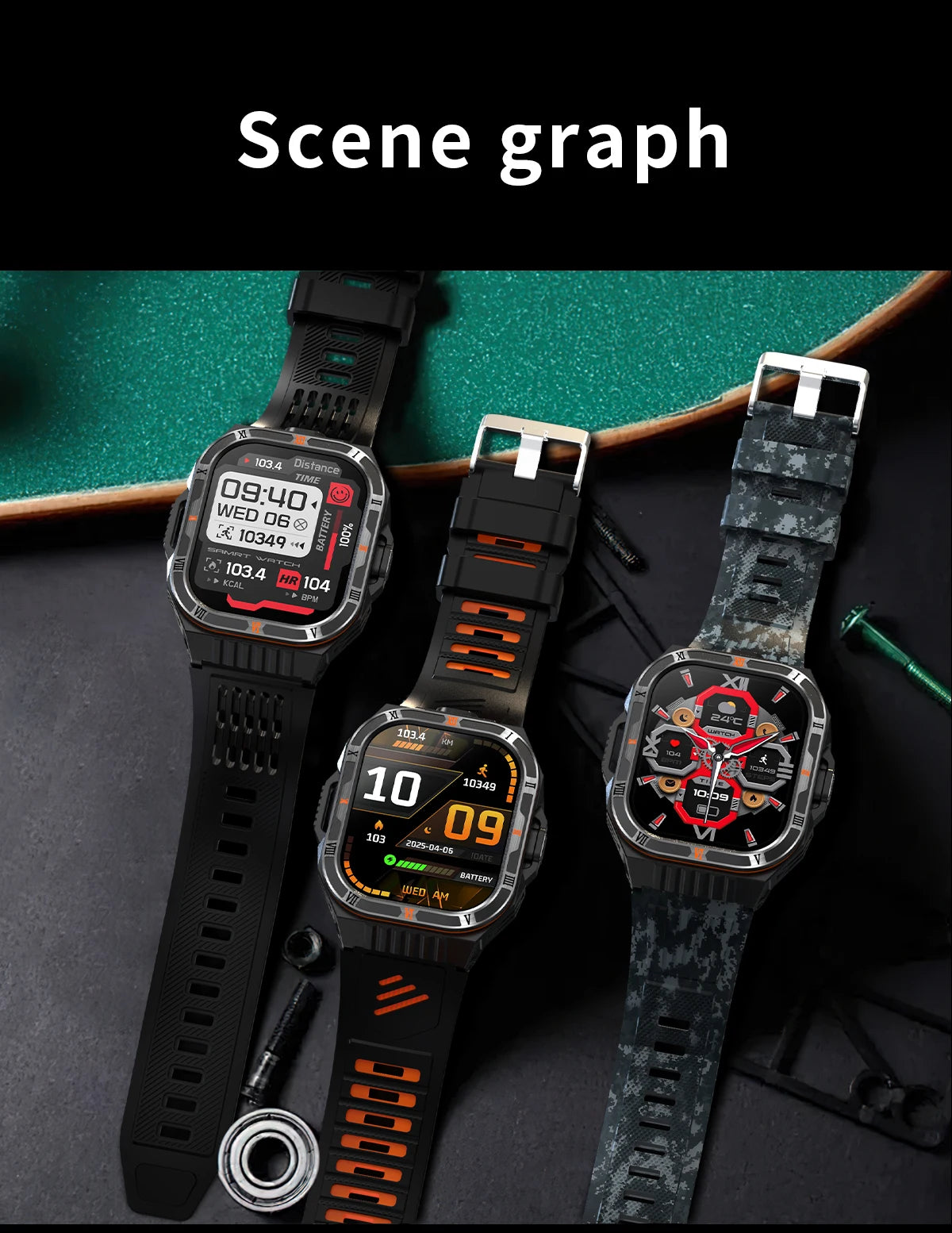 New Smart Watch Men 2.01"HD Screen 3ATM Waterproof Flashlight Health Monitor 1100mAh Battery Sport Bluetooth Call Smartwatch