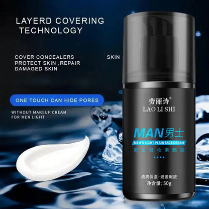 1/2PCS Men Makeup Cream Face Concealer Oil Control Make Up Lazy Cream Moisturizer Toning Cream Conceal Pores Covering Foundation