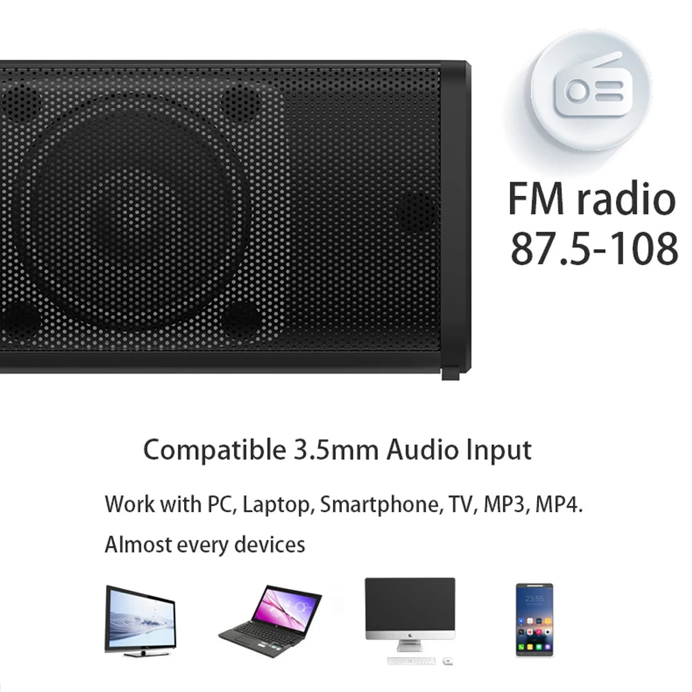 40WTV Soundbar Wireless Bluetooth Speakers Separated Column Home Theater Subwoofer with Fm Radio TF AUX for Computer TV boom box