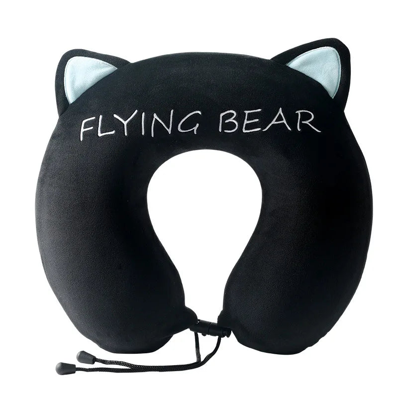 Memory Cotton U Shaped Neck Pillow Cartoon Slow Rebound Portable Travel Airplane Office Nap Use