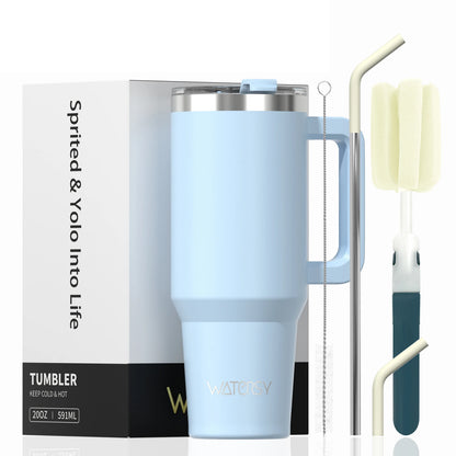 WATERSY Large Capacity 30/40oz Stainless Steel Tumbler with Handle And Straw Double Vacuum Insulated Thermal Coffee Mug