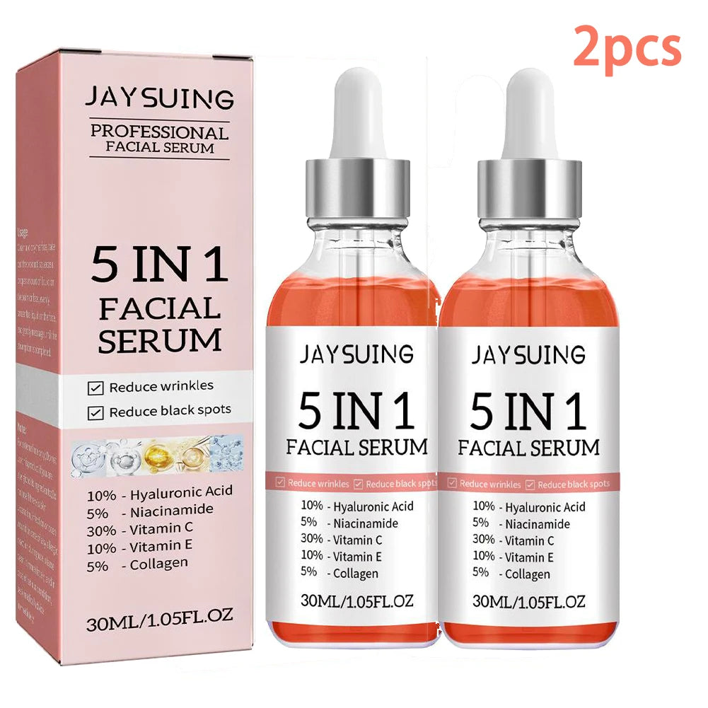 5-in-1 Face Serum 30ml - Moisturizing, Whitening, Anti-Wrinkle, Anti-Aging, Vitamin C & Hyaluronic Acid for Pore Minimizing