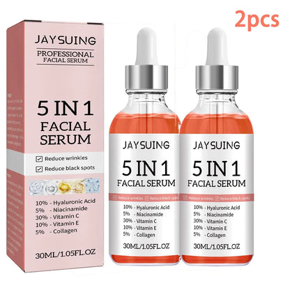 5-in-1 Face Serum 30ml - Moisturizing, Whitening, Anti-Wrinkle, Anti-Aging, Vitamin C & Hyaluronic Acid for Pore Minimizing
