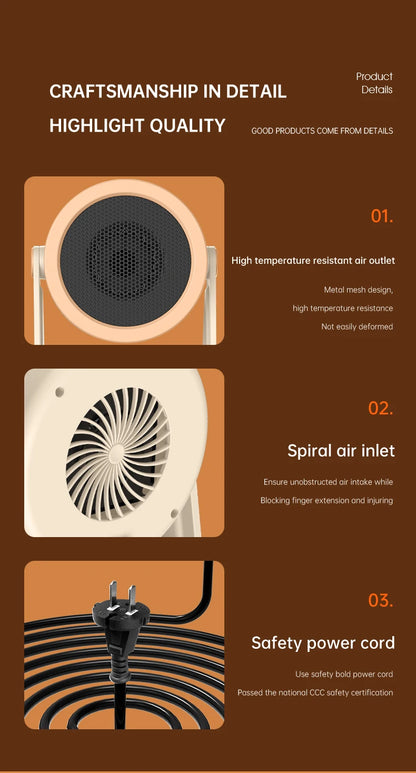 Desktop Heater Electric Heater Hot Air Blower Portable Fan Heater Mini Radiator Office Room Home Appliance Warmer Low Consumptio