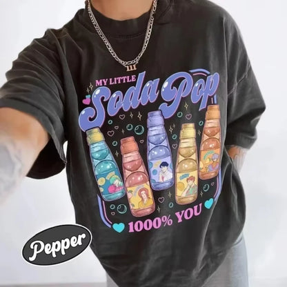 Kpop Demon Hunters Saja Boys Soda Pop Graphic Tee Gift for Fan Woman Man Summer Cotton Shirts Classic Outdoors O-neck Clothes