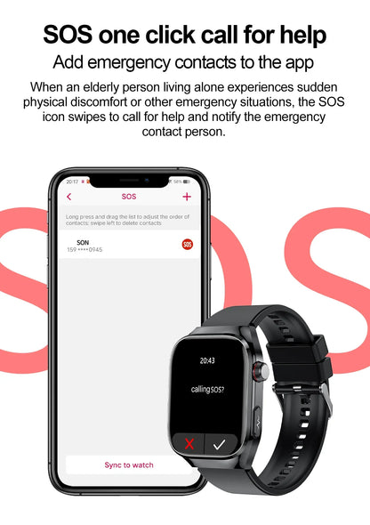 2025 New Smart Watch 2.04-inch AMOLED Screen Bluetooth Call IP68 Waterproof 650mA Sports Smartwatches Men Android Military-Grade