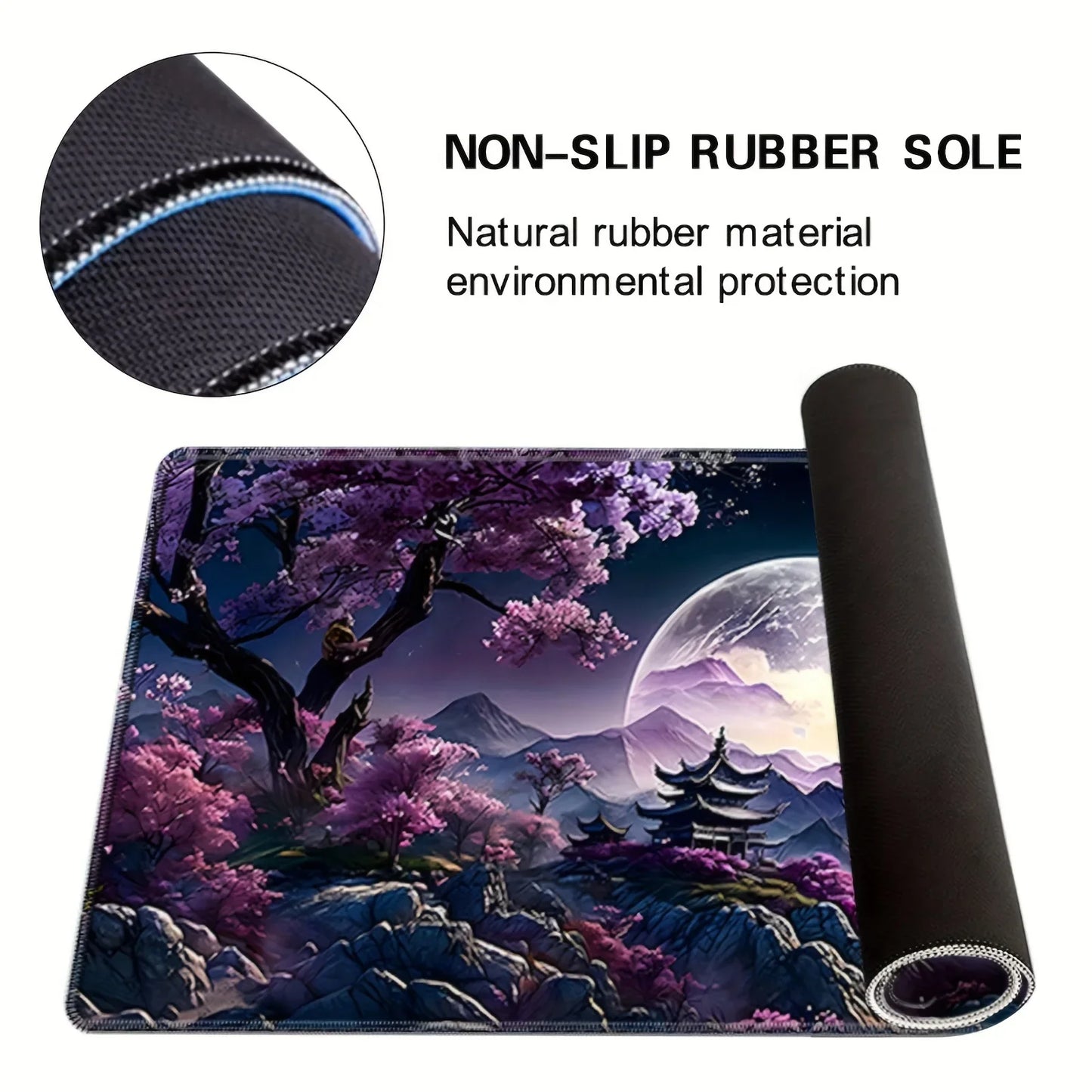 Japanese Cherry Blossom Wave Mouse Pad Purple Gaming XL Home New HD Mousepad XXL Non-Slip Office Keyboard Carpet Laptop Mice Mat