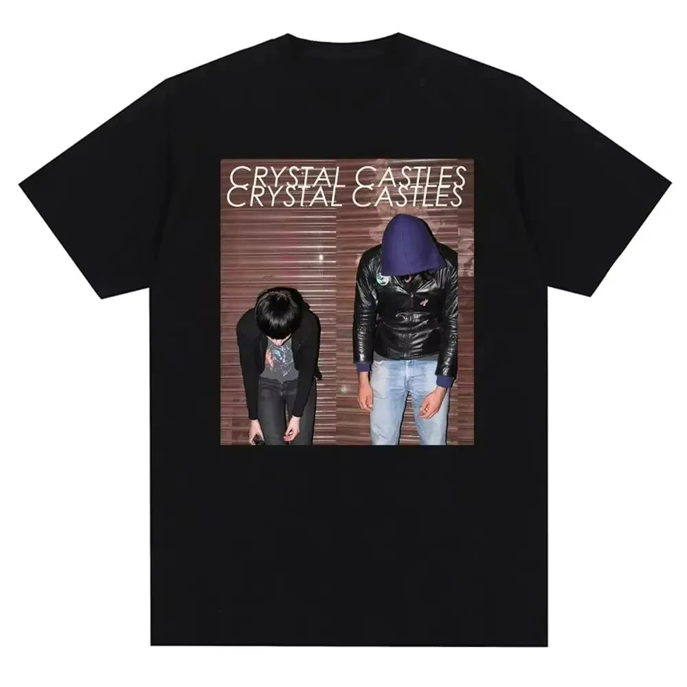 Cotton Tees Men Casual Crystal Castles Fashion Print T Shirt Crew Neck Streetwear Men T Shirt Women Free shipping Men T Shirt