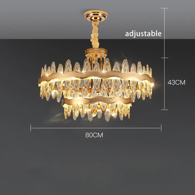 Living Room Luxury Crystal Chandeliers Modern Island Lighting Golden Lobby Decorative Lights