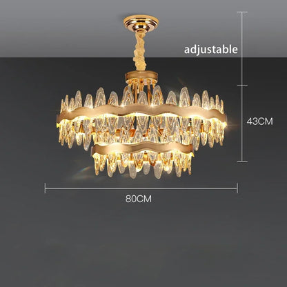Living Room Luxury Crystal Chandeliers Modern Island Lighting Golden Lobby Decorative Lights
