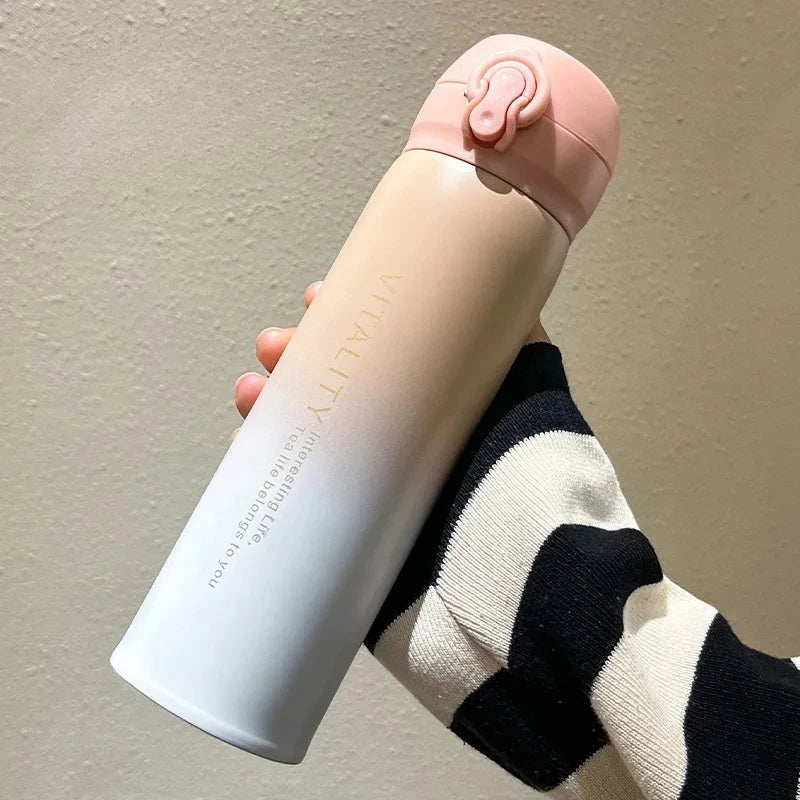 304 Stainless Steel Thermal Bottle Gradient Color Flip Lid Portable Vacuum Cup for Outdoor Hiking Halloween Christmas Gift