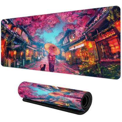 Sakura Japanese Street Anime Mouse Pad Gaming XL Home New HD Mousepad XXL Non-Slip Rubber Office Keyboard Carpet Laptop Mice Mat