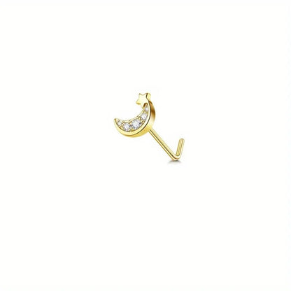 Drperfect 1Pc 22G Nose Studs L Shaped Nose Rings Studs for Women Opal CZ Heart Butterfly Nose Piercing Jewelry
